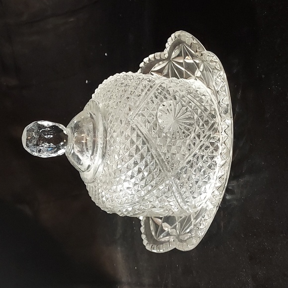Avon Cut Glass Butter Dish Dining Vintage 97s Avon Cut Glass Butter